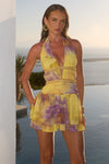 XYLIA HALTER LOW PLUNGE MINI DRESS - SURI YELLOW