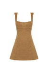 ZAELA SQUARE NECK FITTED MINI DRESS - TAN