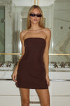 ZARLA STRAPLESS MINI DRESS - CHOCOLATE