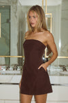 ZARLA STRAPLESS MINI DRESS - CHOCOLATE
