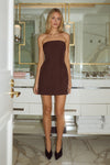ZARLA STRAPLESS MINI DRESS - CHOCOLATE