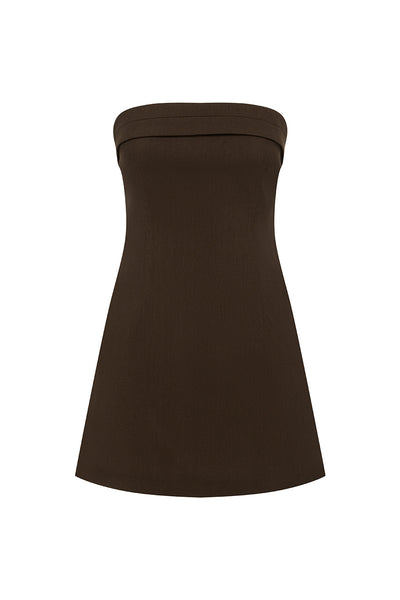 ZARLA STRAPLESS MINI DRESS - CHOCOLATE