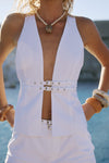 ZAYLEE BUCKLE VEST TOP - WHITE