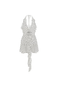 ZELIE MINI DRESS - WHITE POLKA