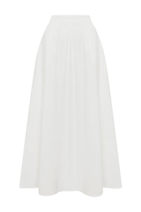 ZIMA FLOWY A-LINE MIDI SKIRT - WHITE