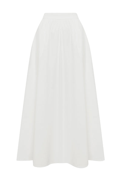 ZIMA FLOWY A-LINE MIDI SKIRT - WHITE