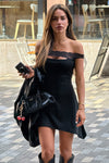 ZURI OFF SHOULDER MINI DRESS - BLACK