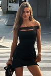 ZURI OFF SHOULDER MINI DRESS - BLACK