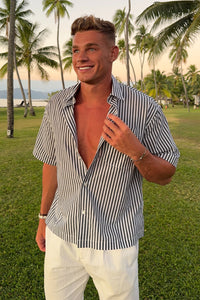 VINCENZO SHIRT - BLACK/WHITE STRIPE