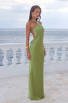 CHARA LOW CROSS BACK MAXI DRESS - OLIVE