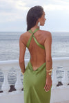 CHARA LOW CROSS BACK MAXI DRESS - OLIVE