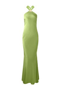 CHARA LOW CROSS BACK MAXI DRESS - OLIVE