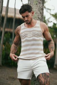 HAYES TANK - SAND/WHITE STRIPE