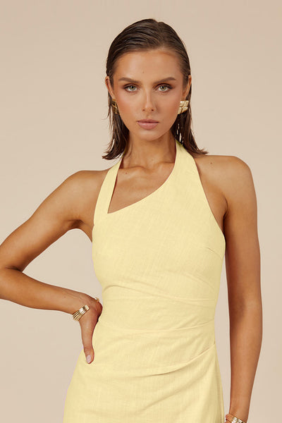 SAPHIRA LONG MIDI DRESS - LEMON