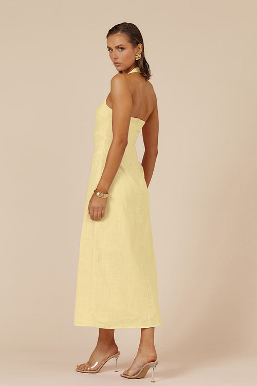 SAPHIRA LONG MIDI DRESS - LEMON