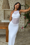 WILONA SLEEVELESS COWL MAXI DRESS - WHITE