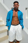 NIKO TAILORED LONG SLEEVE SHIRT - AQUA
