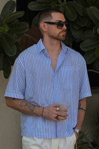 VINCENZO SHIRT - SKY BLUE/WHITE STRIPE