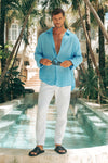 NIKO TAILORED LONG SLEEVE SHIRT - AQUA
