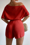 MIAMI KNIT PLAYSUIT - RED