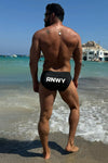 EMILIO PRINTED RACER SWIM BRIEF - BLACK/RNWY PRINT