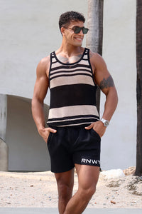 ALCHA TANK - BLACK/SAND STRIPE