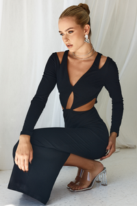 IMOGEN MIDI DRESS - BLACK