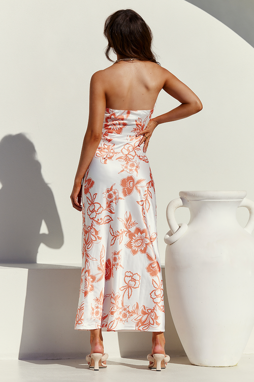 Caliente Slip Dress - White/Orange