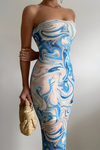 Etoile Strapless Mesh Dress - Blue